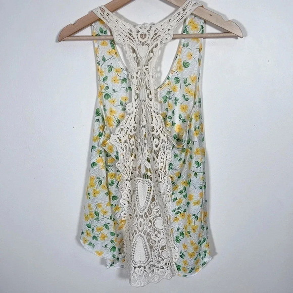 FREE PEOPLE FLORAL CROCHET BACK SLEEVELESS  TANK - Picture 11 of 11